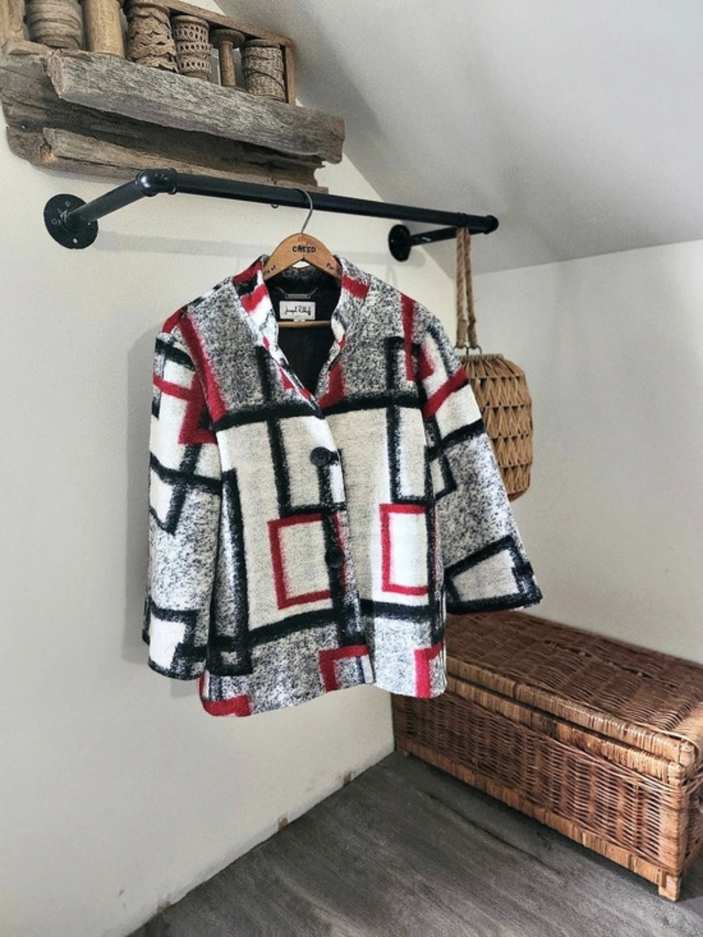 Joseph Ribkoff Geometric Plaid Swing Jacket - Picture 3 of 4